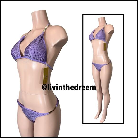 CIOCCOLATO CRYSTAL PURPLE Triangle Top & Skimpy Bottoms BIKINI $385 - Picture 5 of 16